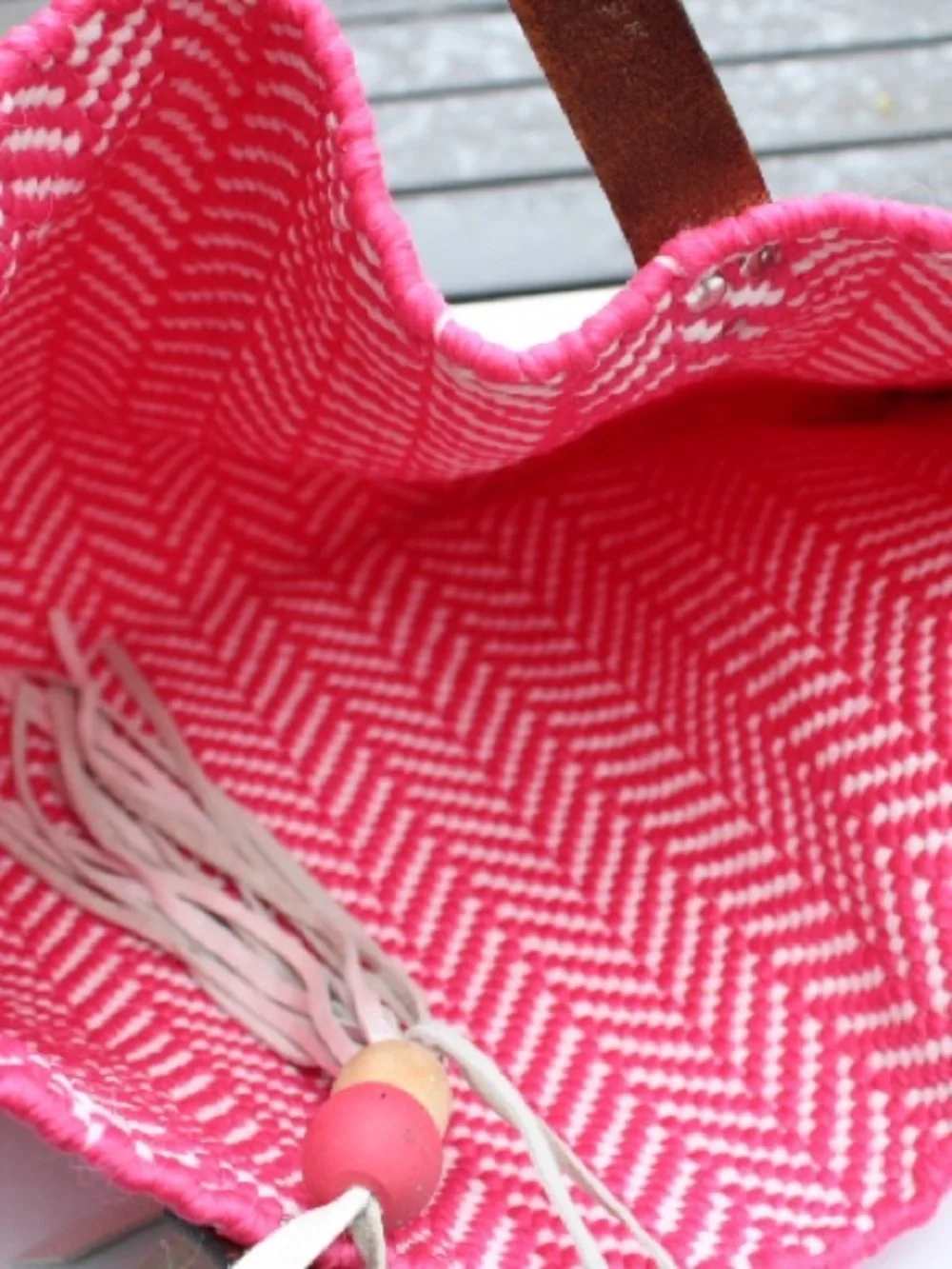 Handmade woven tote bag